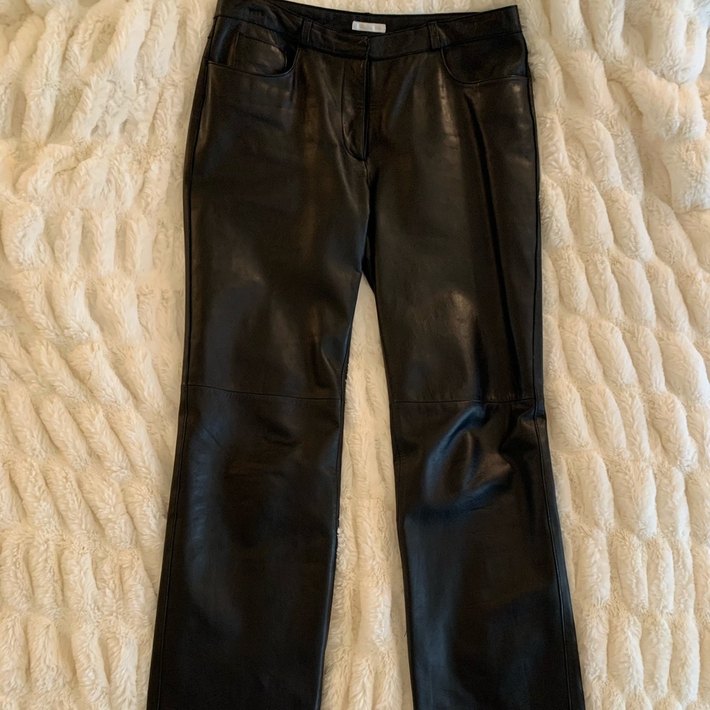 Nordstrom Halogen real leather black pants